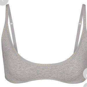 Skims Cotton Logo Scoop Neck Bralette